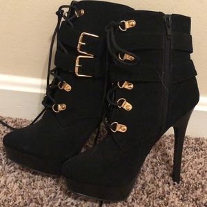 Black stiletto boot heels